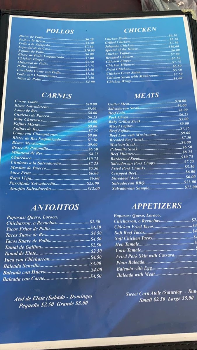 Nueva San Salvador II Menu - Image 1